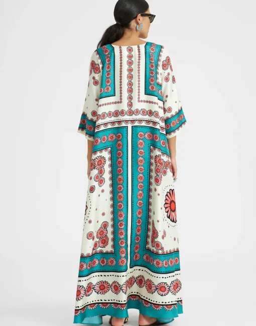 Muumuu DressDaisy Placée Turquoise in Twill Silk
