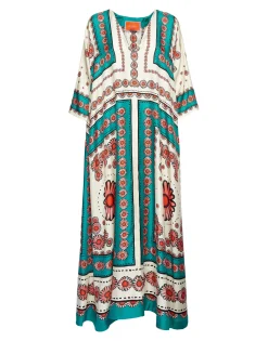 Muumuu DressDaisy Placée Turquoise in Twill Silk