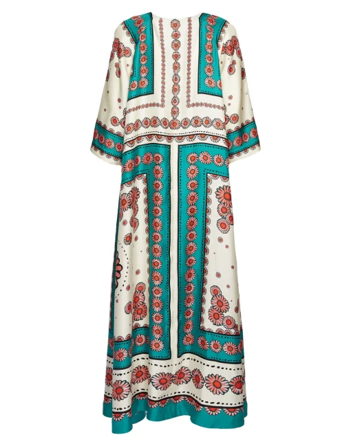 Muumuu DressDaisy Placée Turquoise in Twill Silk