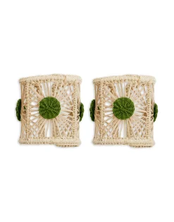 Napkin Rings Set Of 2Green in Iraca
