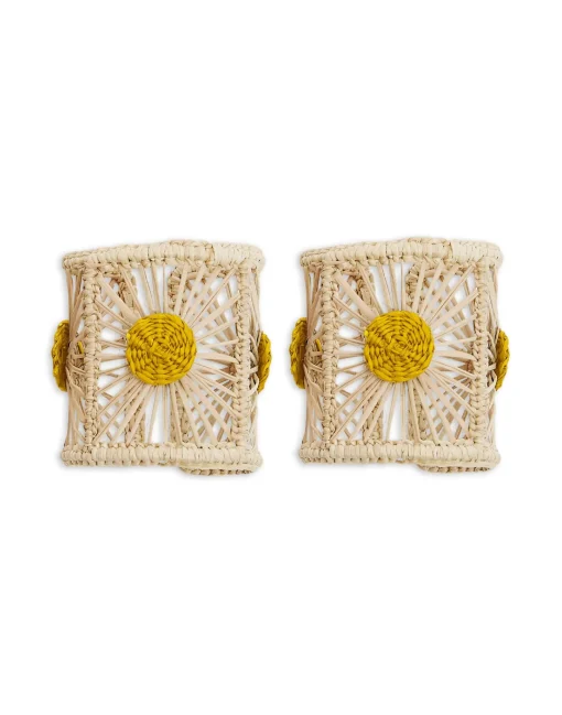 Napkin Rings Set Of 2Yellow in Iraca