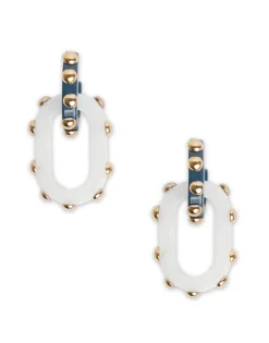 Nefertiti Double EarringsSolid Teal in Acrylic Resin