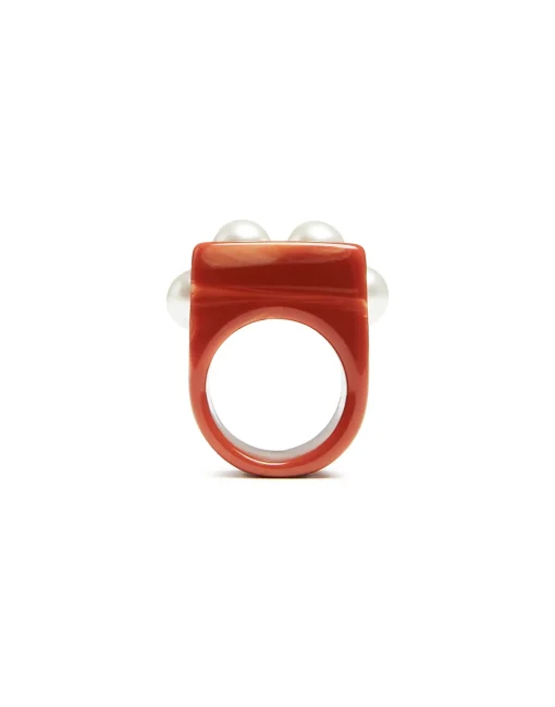 Nefertiti RingSolid Pink in Acrylic Resin