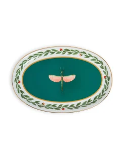 Oval PlatterLibellula Green in Porcelain