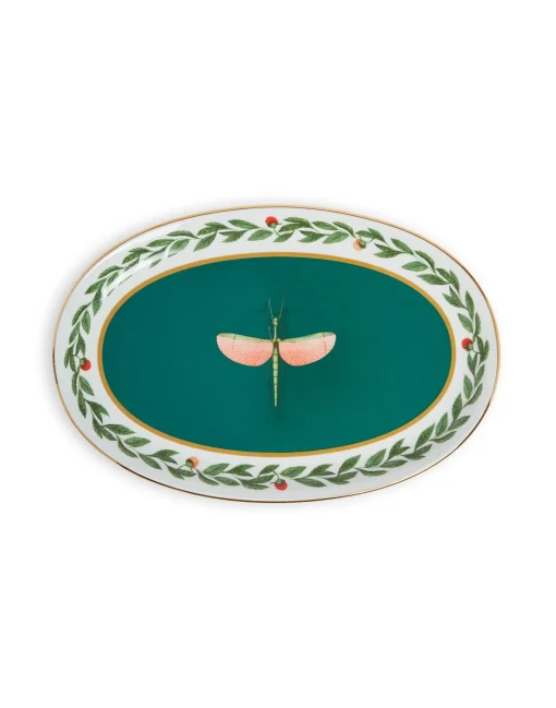 Oval PlatterLibellula Green in Porcelain