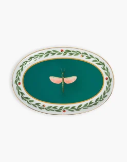 Oval PlatterLibellula Green in Porcelain