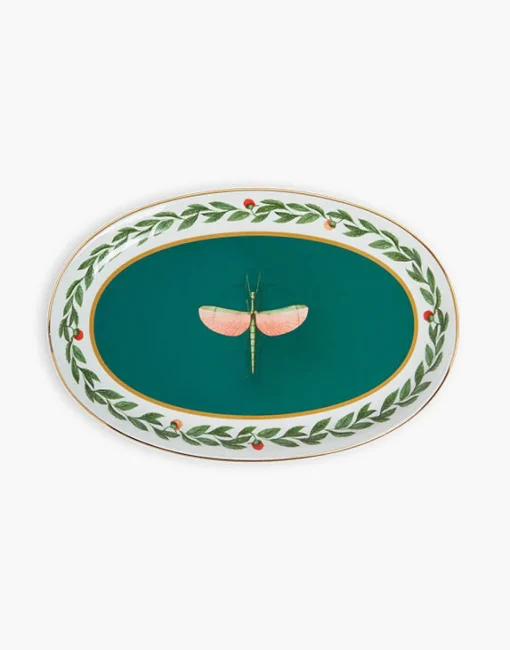 Oval PlatterLibellula Green in Porcelain