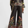 Palazzo PantsBorboni Placée Nero in Twill Silk