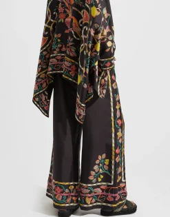 Palazzo PantsBorboni Placée Nero in Twill Silk