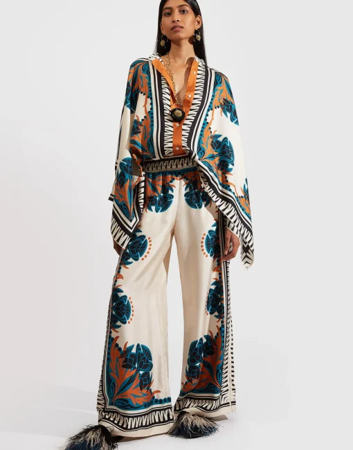 Palazzo PantsFlorence Placée in Silk Twill