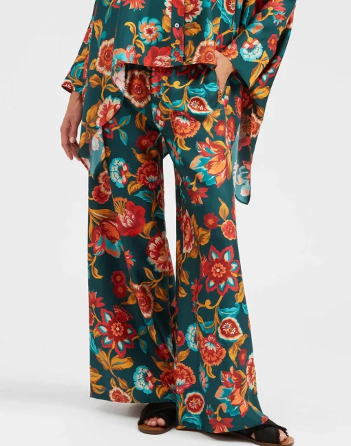 Palazzo PantsHottie Emerald in Silk Twill