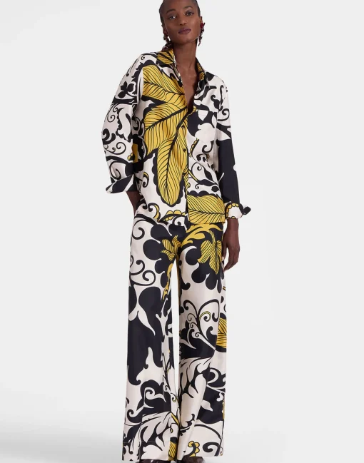 Palazzo PantsMarea Black & White in Silk Twill