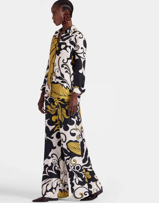 Palazzo PantsMarea Black & White in Silk Twill