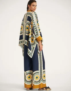 Palazzo PantsMudejar Placée Blue in Silk Twill