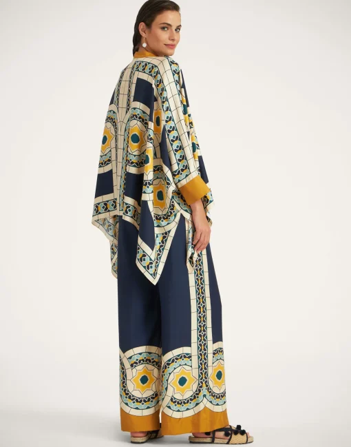 Palazzo PantsMudejar Placée Blue in Silk Twill