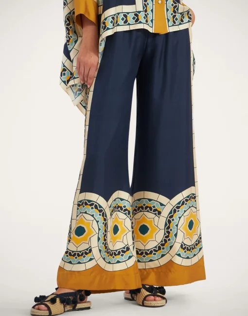 Palazzo PantsMudejar Placée Blue in Silk Twill