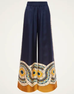 Palazzo PantsMudejar Placée Blue in Silk Twill