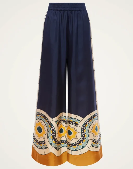 Palazzo PantsMudejar Placée Blue in Silk Twill