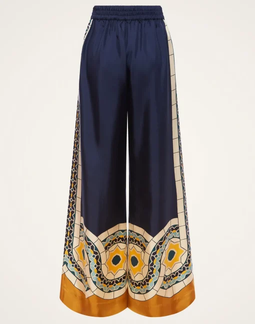 Palazzo PantsMudejar Placée Blue in Silk Twill