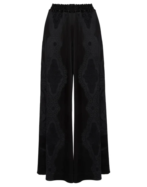 Palazzo PantsPortal Laser Black in Viscose Satin Stretch