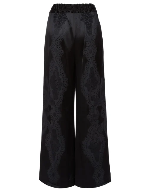 Palazzo PantsPortal Laser Black in Viscose Satin Stretch