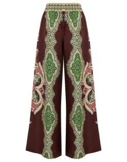 Palazzo PantsPortal Placée Brown in Silk Twill