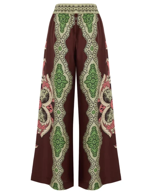 Palazzo PantsPortal Placée Brown in Silk Twill