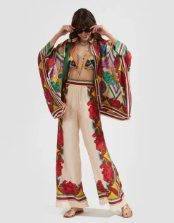 Palazzo PantsTaormina Placée Ivory in Twill Silk