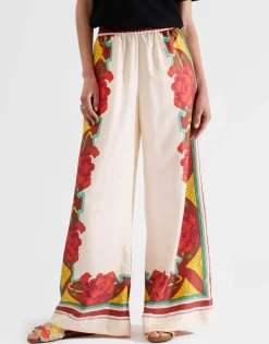 Palazzo PantsTaormina Placée Ivory in Twill Silk