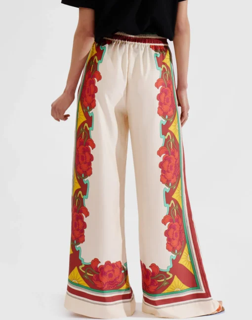 Palazzo PantsTaormina Placée Ivory in Twill Silk