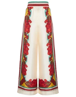 Palazzo PantsTaormina Placée Ivory in Twill Silk