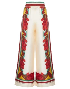 Palazzo PantsTaormina Placée Ivory in Twill Silk