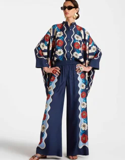 Palazzo PantsWhitsun Placée Blue in Silk Twill