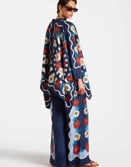 Palazzo PantsWhitsun Placée Blue in Silk Twill
