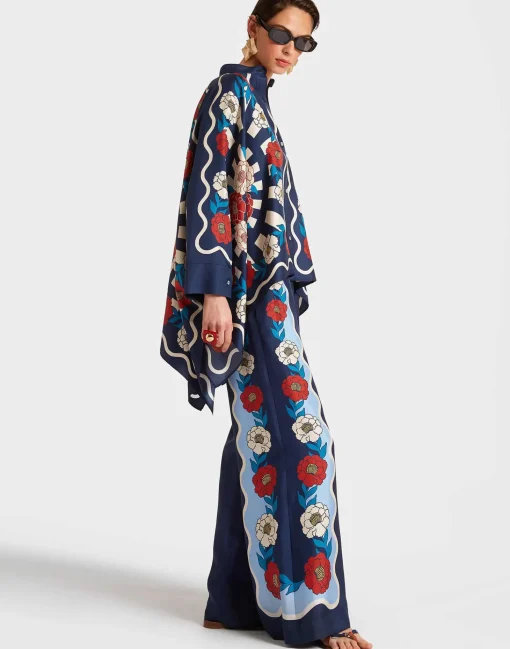 Palazzo PantsWhitsun Placée Blue in Silk Twill