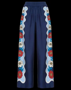 Palazzo PantsWhitsun Placée Blue in Silk Twill