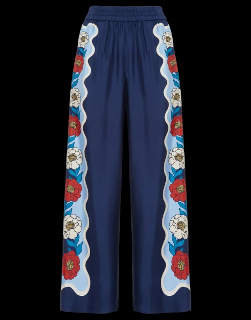 Palazzo PantsWhitsun Placée Blue in Silk Twill