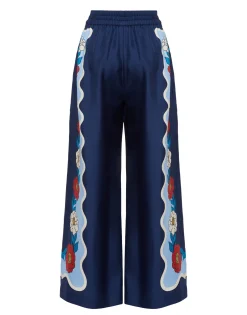 Palazzo PantsWhitsun Placée Blue in Silk Twill