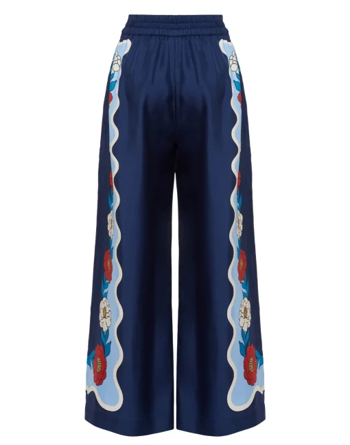 Palazzo PantsWhitsun Placée Blue in Silk Twill