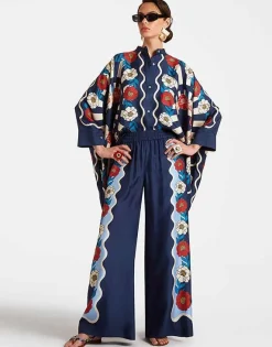 Palazzo PantsWhitsun Placée Blue in Silk Twill