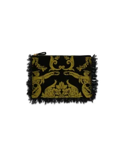 Party PochetteCherubs Black in Jacquard With Feathers