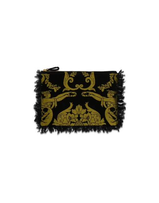 Party PochetteCherubs Black in Jacquard With Feathers