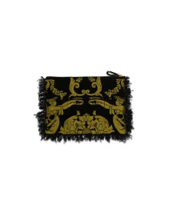 Party PochetteCherubs Black in Jacquard With Feathers