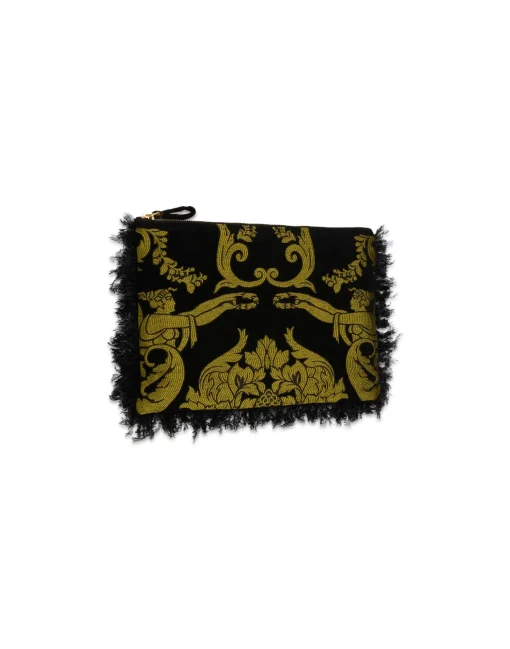 Party PochetteCherubs Black in Jacquard With Feathers