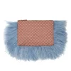 Party PochetteTulip Pale Pink in Jacquard With Feathers