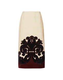 Pencil SkirtCorsini Placée Cream in Cotton Velvet