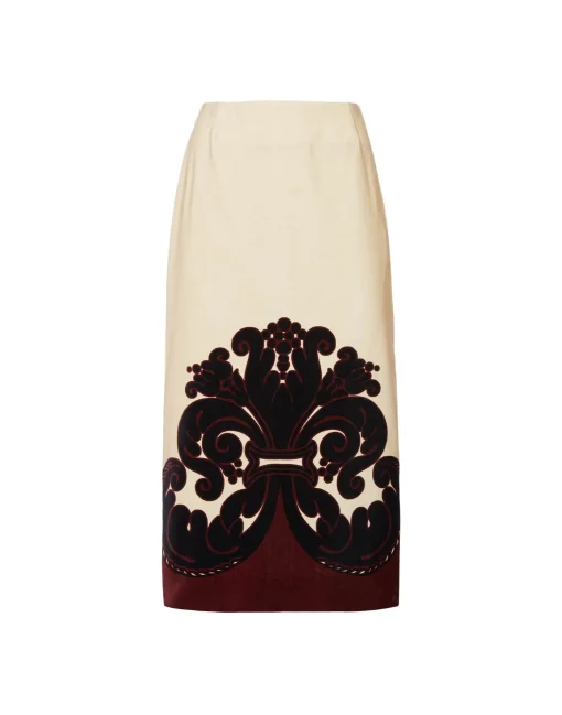 Pencil SkirtCorsini Placée Cream in Cotton Velvet