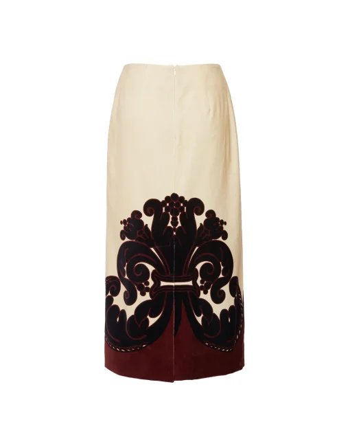 Pencil SkirtCorsini Placée Cream in Cotton Velvet