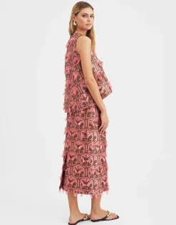 Pencil SkirtGrove Kaki/Pink in Jacquard