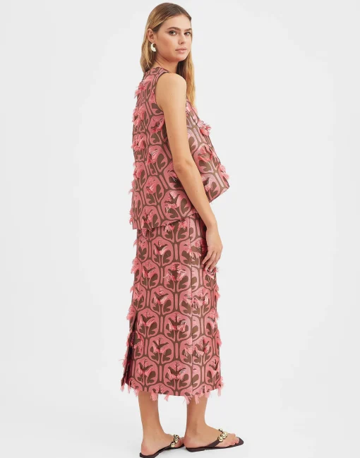 Pencil SkirtGrove Kaki/Pink in Jacquard